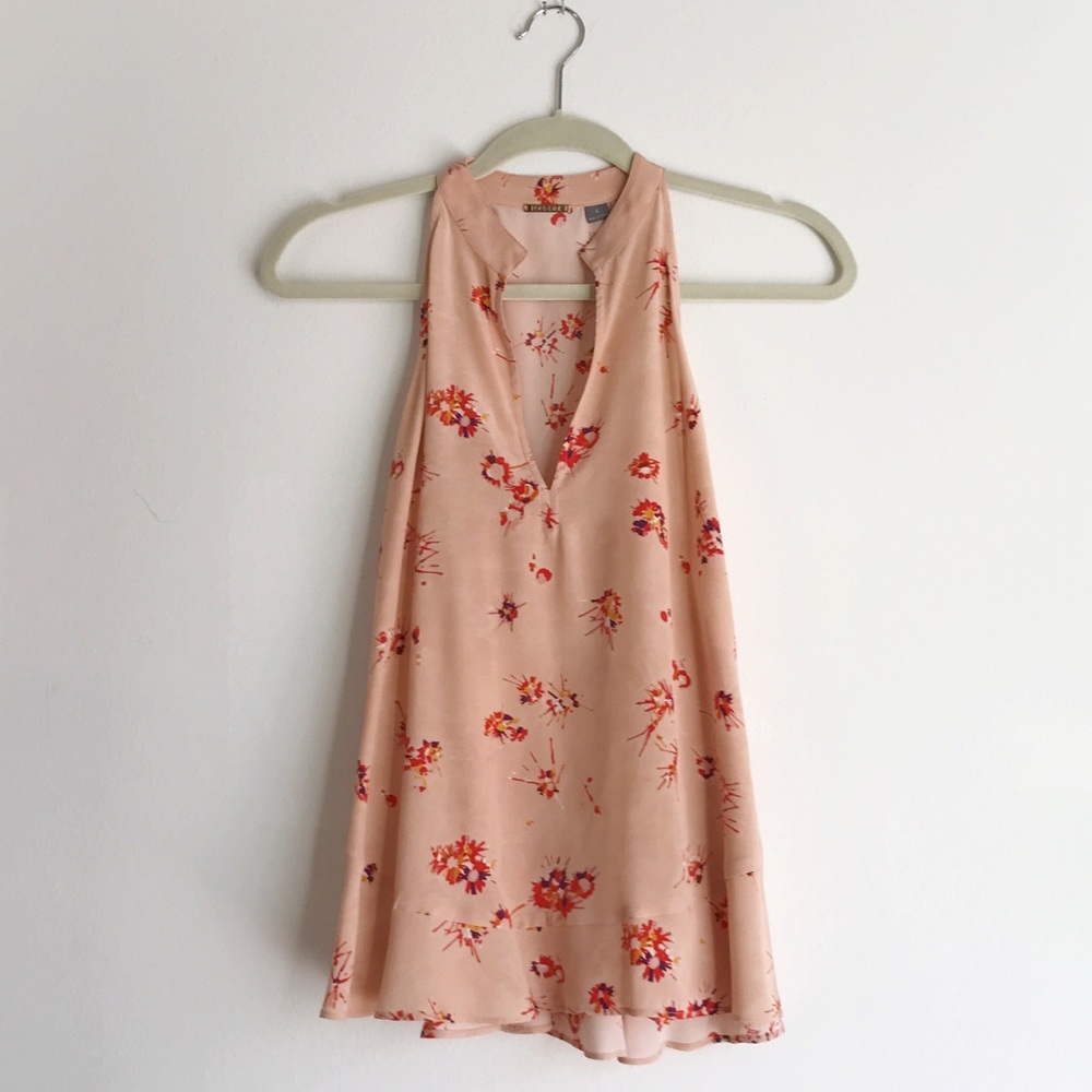 Foundrae • Pink Floral Silk Sleeveless Top